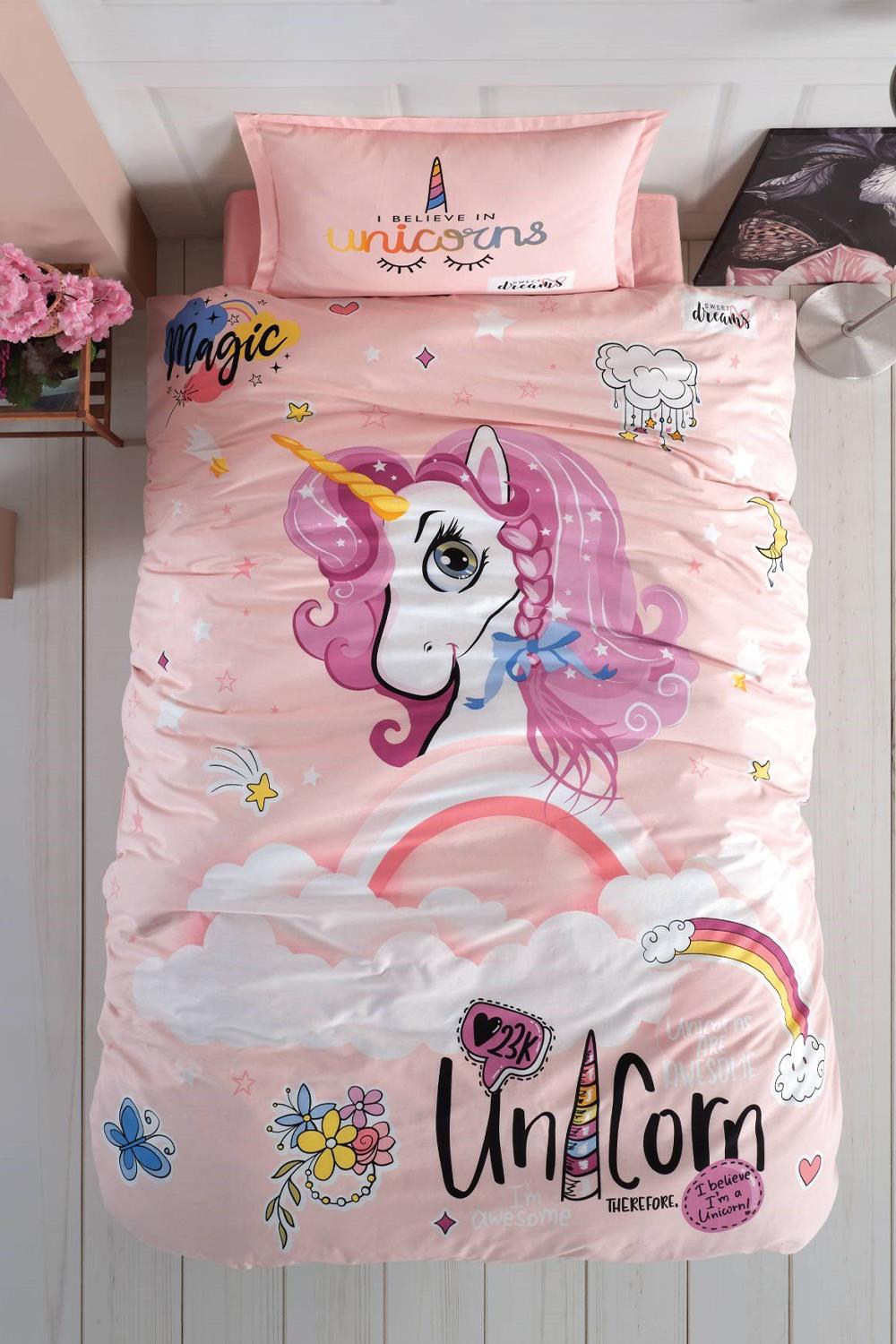Clasy Pink Dreams Pudra Tek Kişilik/Genç %100 Pamuk Nevresim Takımı