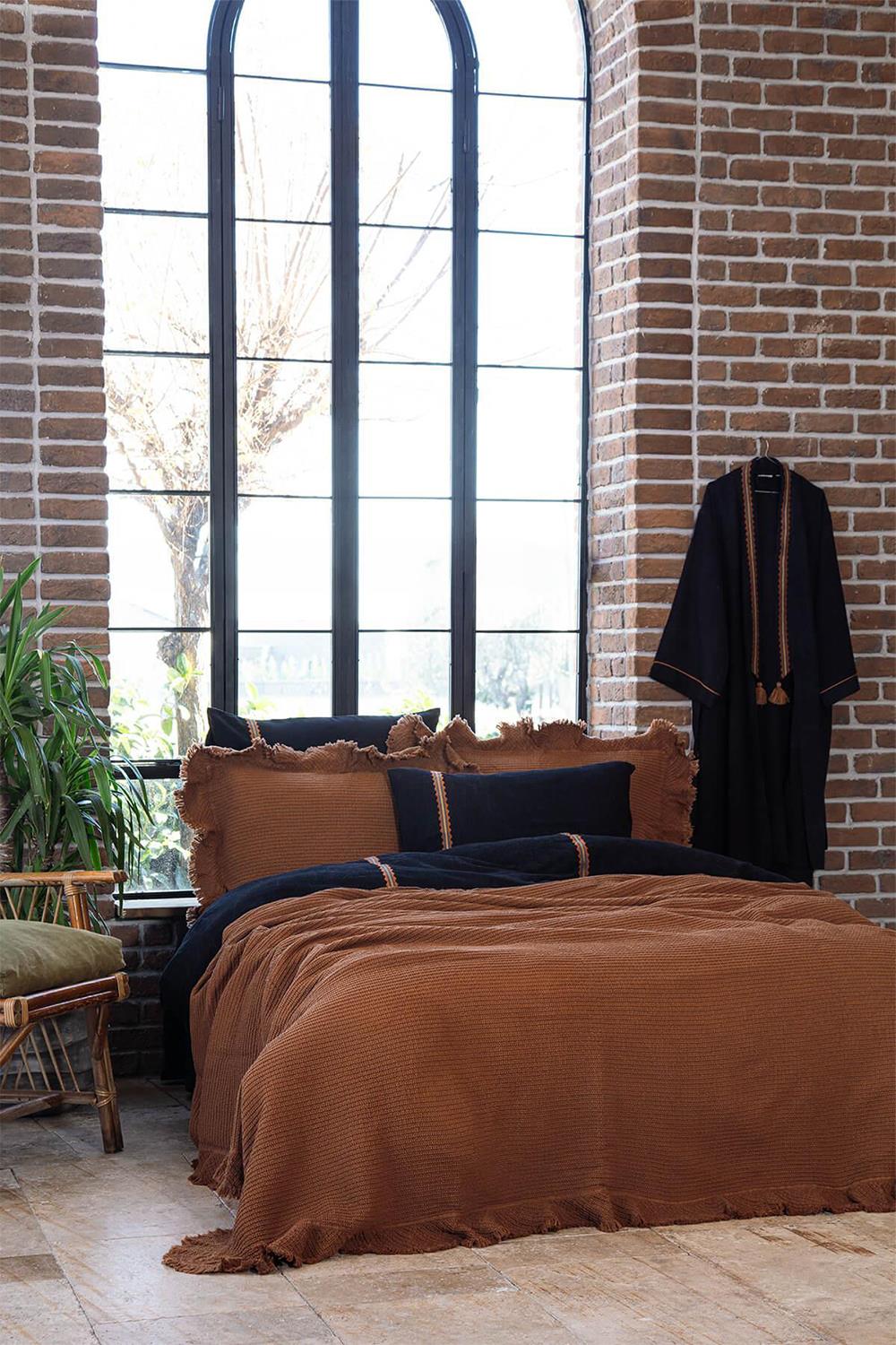 Ecocotton Dina Terra Çift Kişilik %100 Organik Pamuk Pike/Yatak Örtüsü