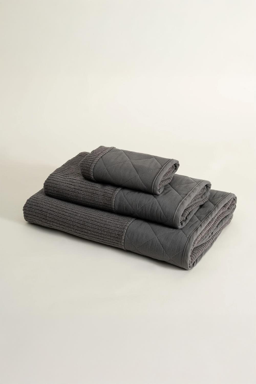 Ecocotton Hüma Antrasit %100 Pamuk 3 Parça Havlu Seti
