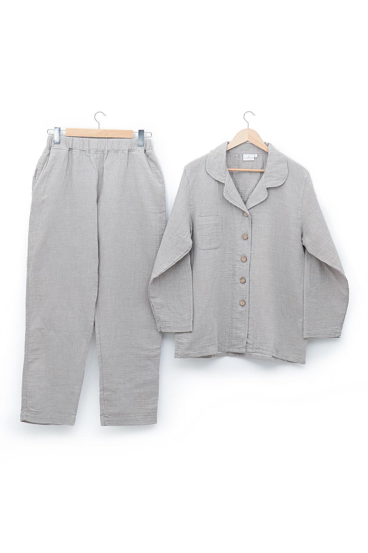 Ecocotton Melsa Açık Gri %100 Organik Pamuk Müslin 