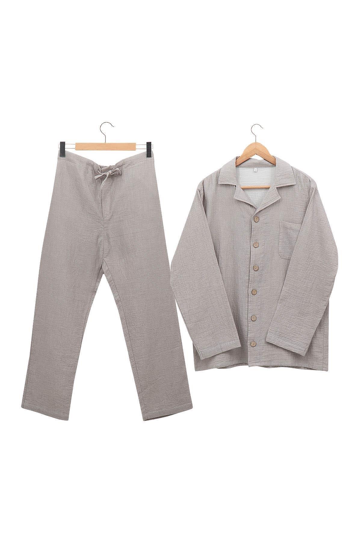 Ecocotton Melsa Yeşil/Bej %100 Organik Pamuk Müslin 