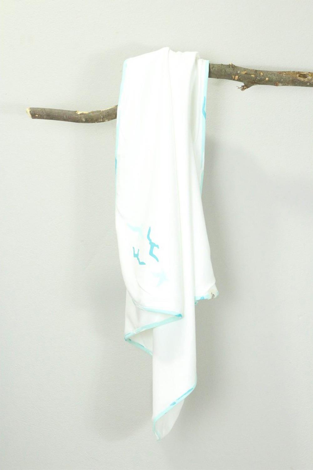 Ecocotton Turna Beyaz/Turkuaz %100 Organik Pamuk Bebek Battaniyesi
