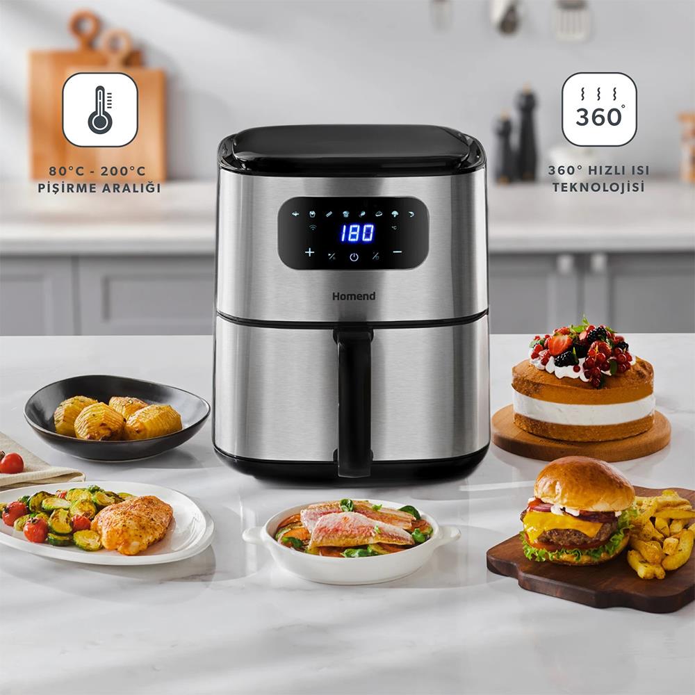 Homend Airfrday 2503H Smart Airfryer 8 Farklı Program Dokunmatik Ekran 4,2 lt