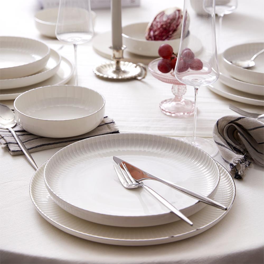 Kütahya Porselen Crest Platin Fileli 24 Parça 6 Kişilik Bone Yemek Takımı