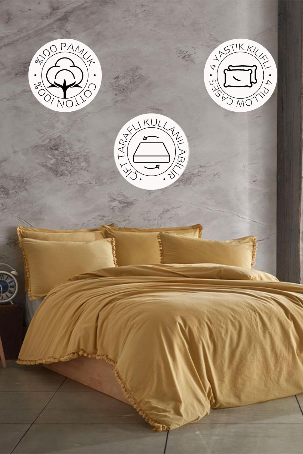 Novella Home Nil Hardal Çift Kişilik %100 Pamuk Yıkamalı Nevresim Takımı