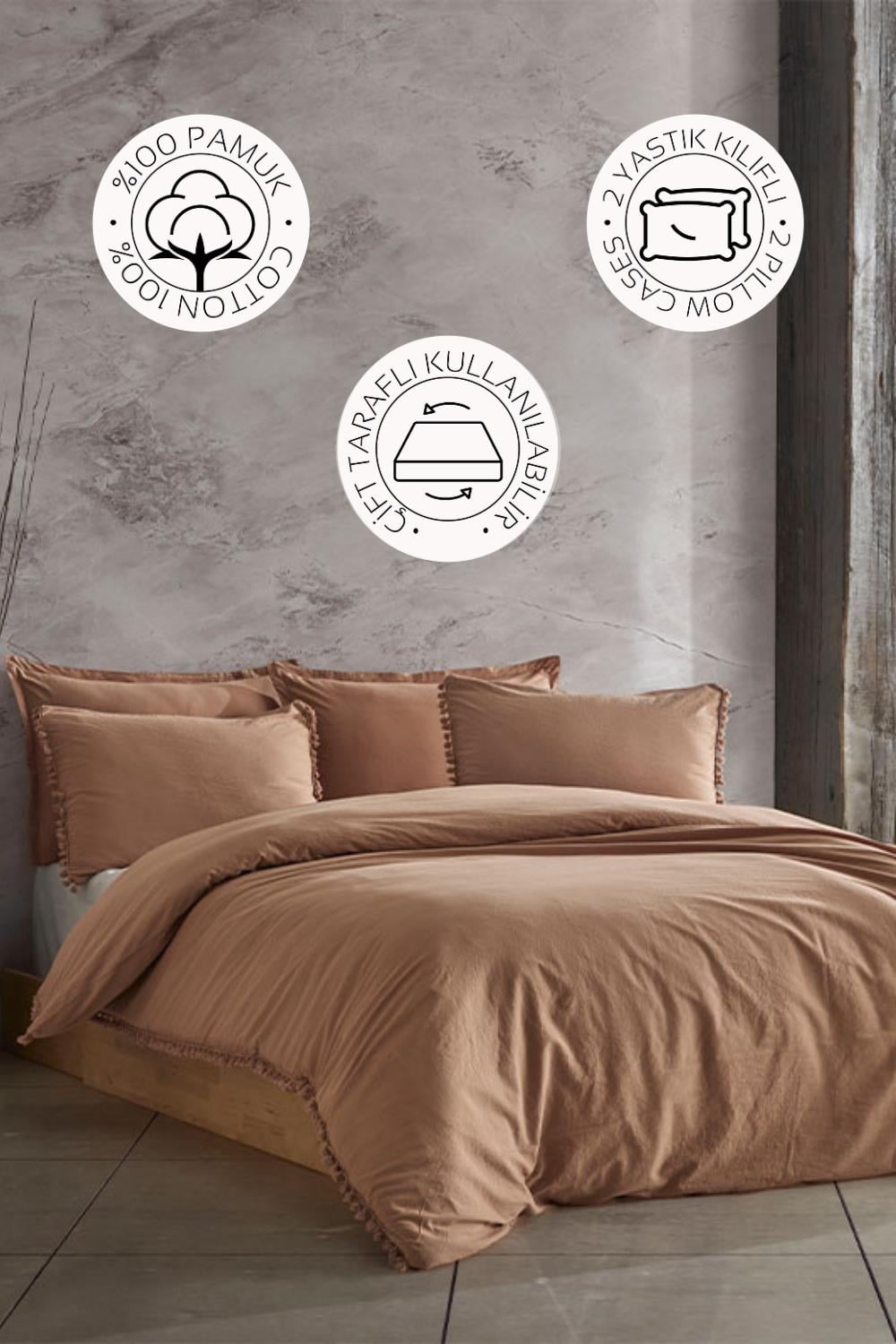 Novella Home Nil Kahve Tek Kişilik %100 Pamuk Yıkamalı Nevresim Takımı