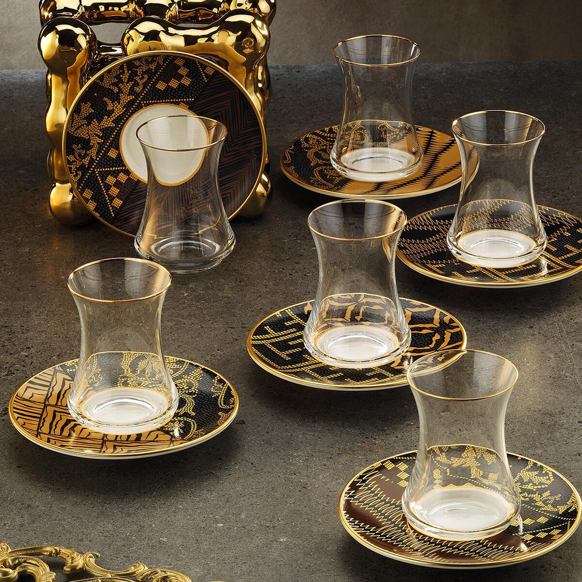 Sandro Moreno 1453 Kariye Line Gold 12 Parça 6 Kişilik Çay Seti 110 ml