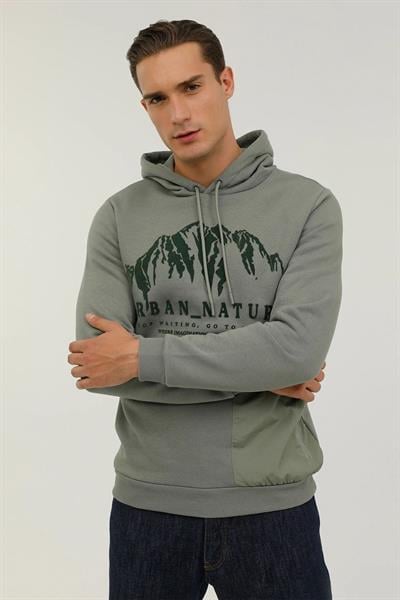 Lumberjack 2W M-Cg557 Nature Hoodie 2Pr Erkek Haki Kapşonlu Sweat