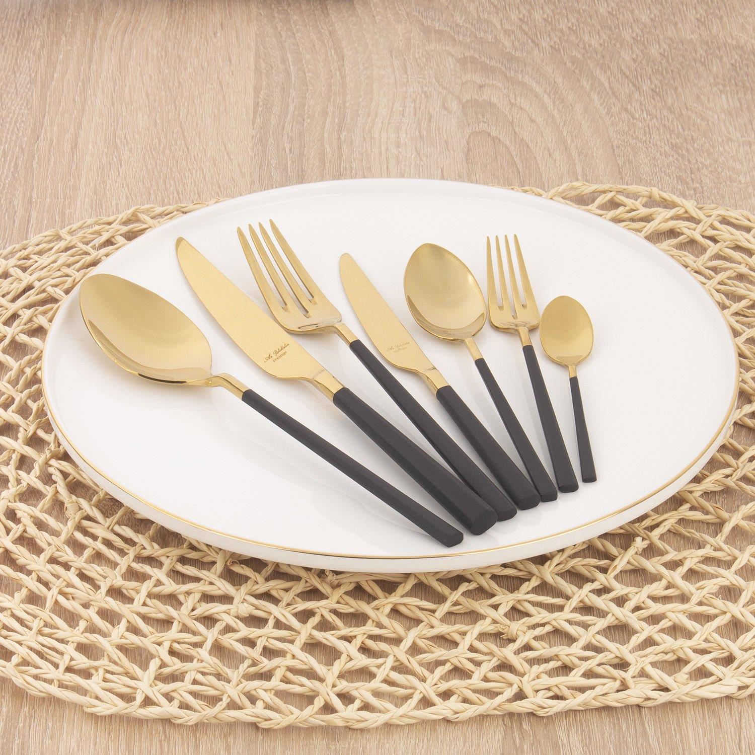 Aryıldız Deluxe Gold-Siyah 89 Parça Çatal Laşık Bıçak Takımı