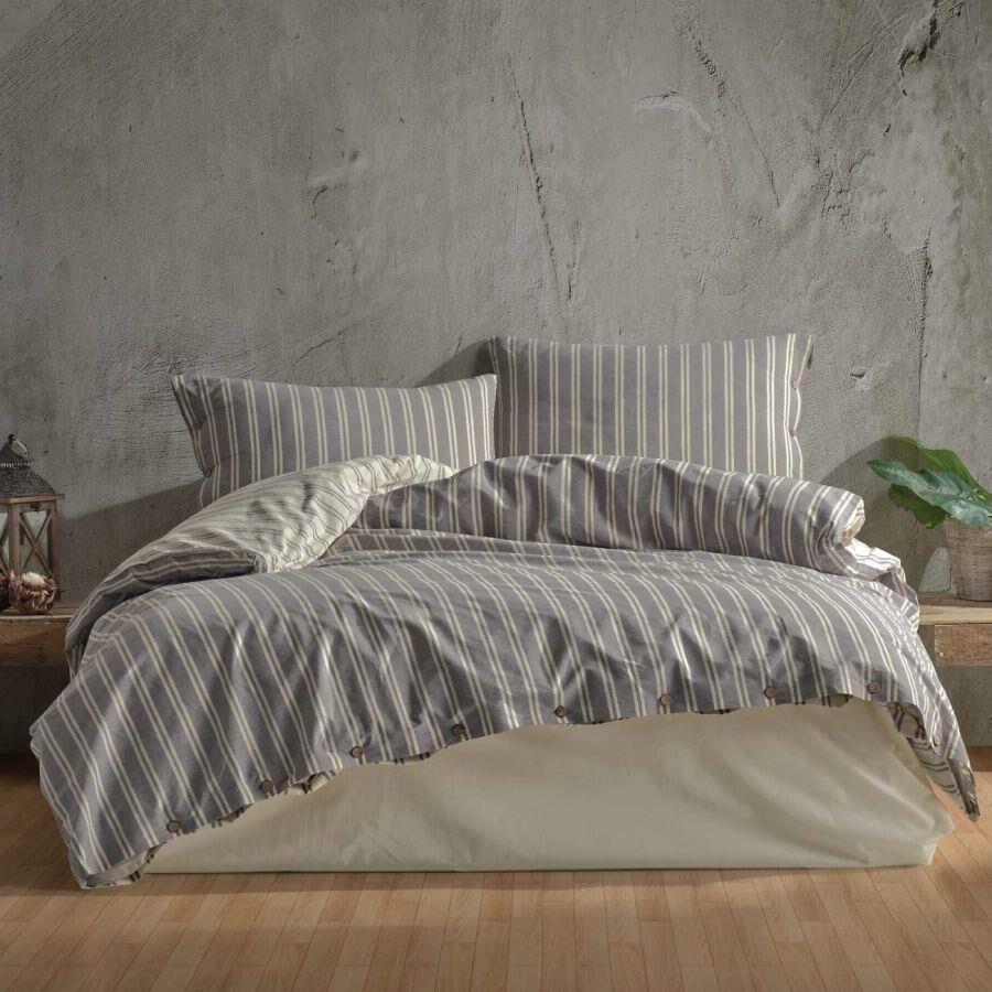 Clasy Madras Çift Kişilik Ranforce Butik Antrasit Nevresim Takımı