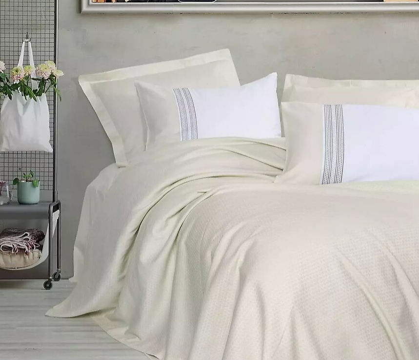 Cotton Box Lusso Bambu Çift Kişilik Lessy Yeşil Pike Takımı - Güzel Home - Çift Kişilik Pike Takımı