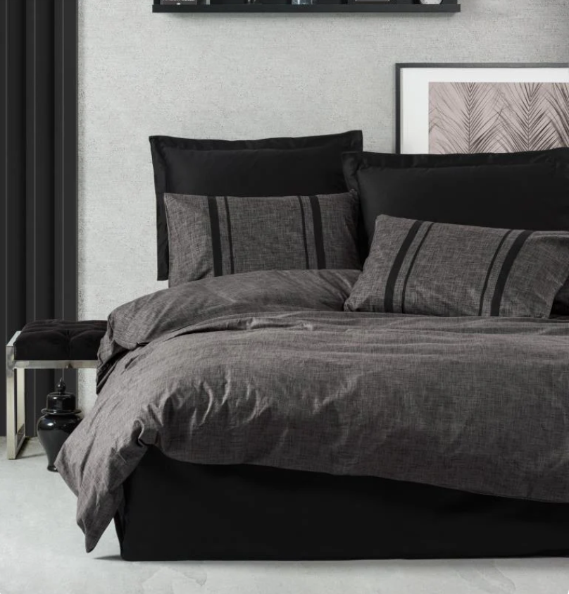 Cotton Box Plain Çift Kişilik Bitter Antrasit-Siyah Nevresim Takımı - Güzel Home - Çift Kişilik Ranforce Nevresim Takımı