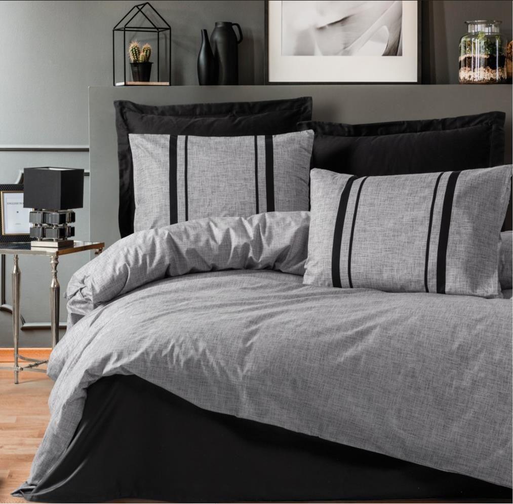 Cotton Box Plain Çift Kişilik Bitter Gri-Siyah Nevresim Takımı