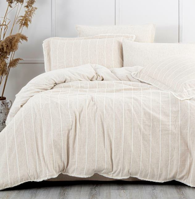 Ecocotton Raisa Çift Kişilik Pamuk Kenevir Karışımlı Bej Nevresim Takımı