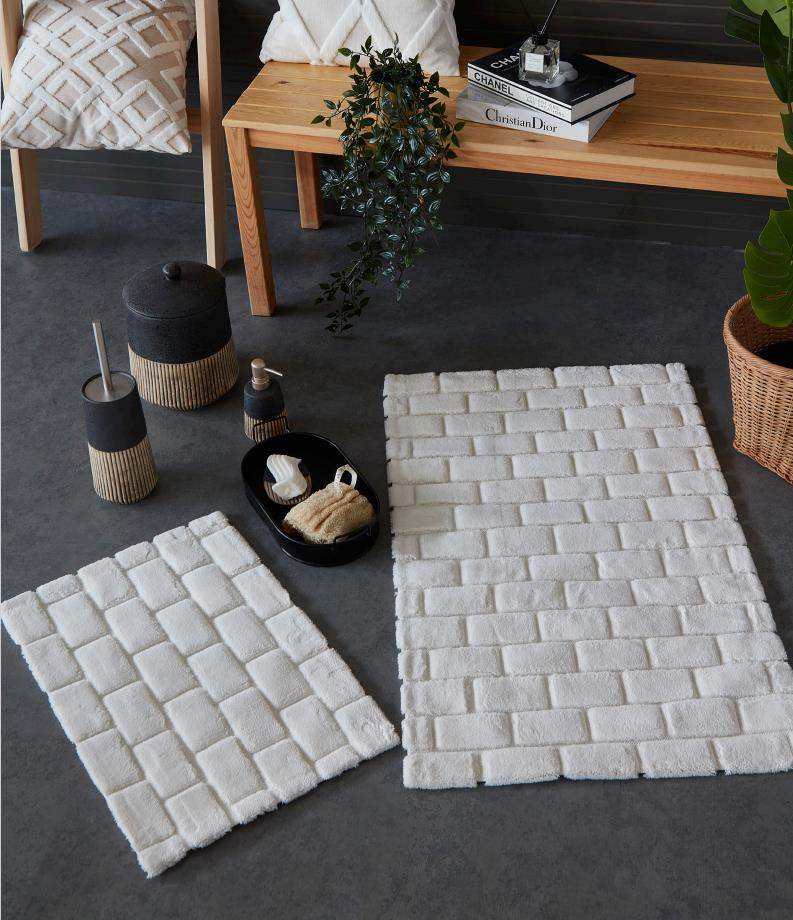 HC&W Wall 2li Ekru Banyo Paspası Seti
