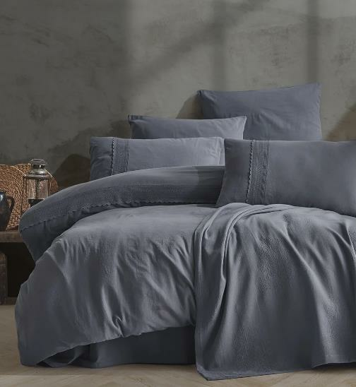 İyi Geceler İstanbul Folkstone Çift Kişilik Pikeli Antrasit Nevresim Takımı