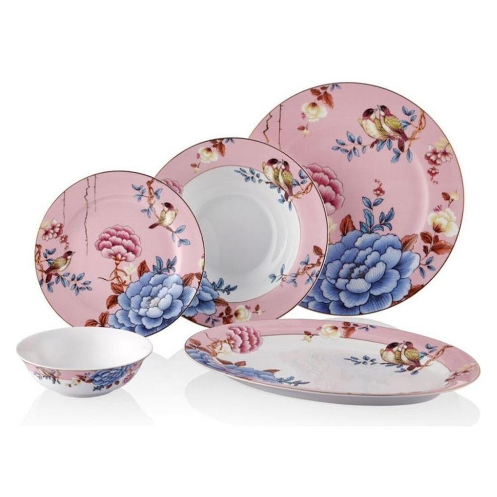 Joy Carmen Floral Pink 27 Parça Yemek Takımı - Güzel Home - Yemek Takımları