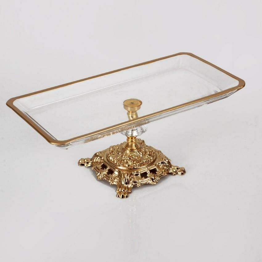 Koşar Döküm Ayaklı Yaldızlı Sunum Tabağı