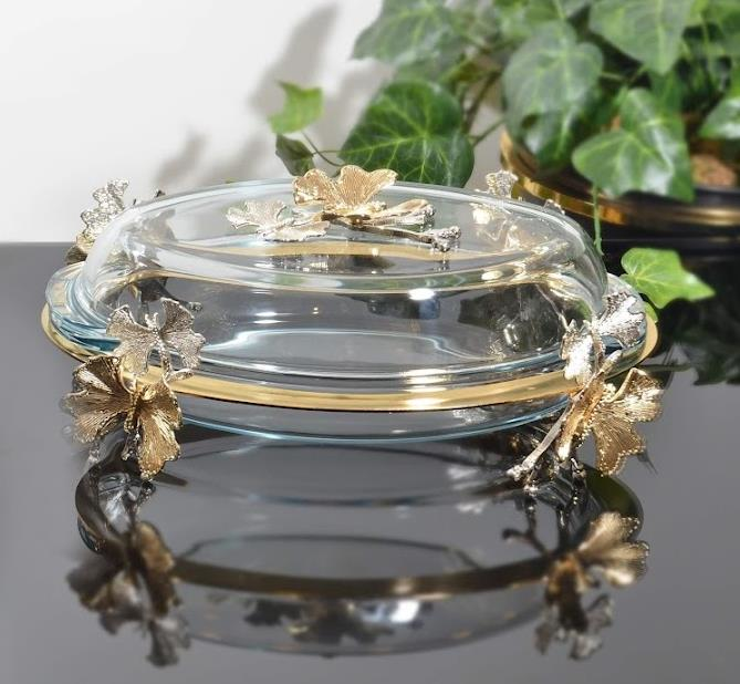 Koşar Gold Kelebek Aksesuarlı Kapaklı Oval 30x20 Cm Borcam