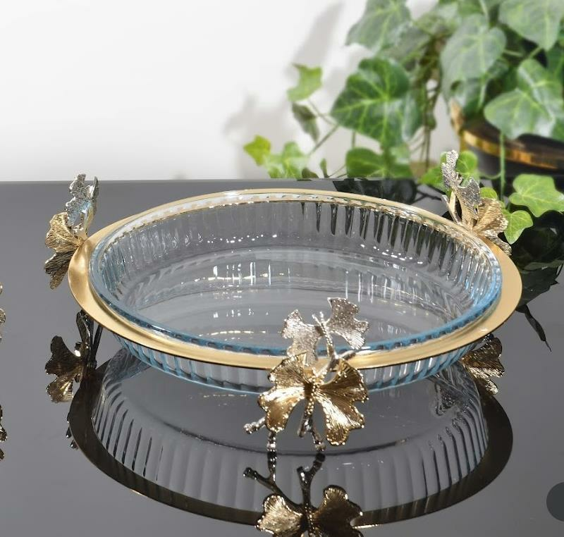 Koşar Gold Kelebek Aksesuarlı Yuvarlak 32 Cm Borcam