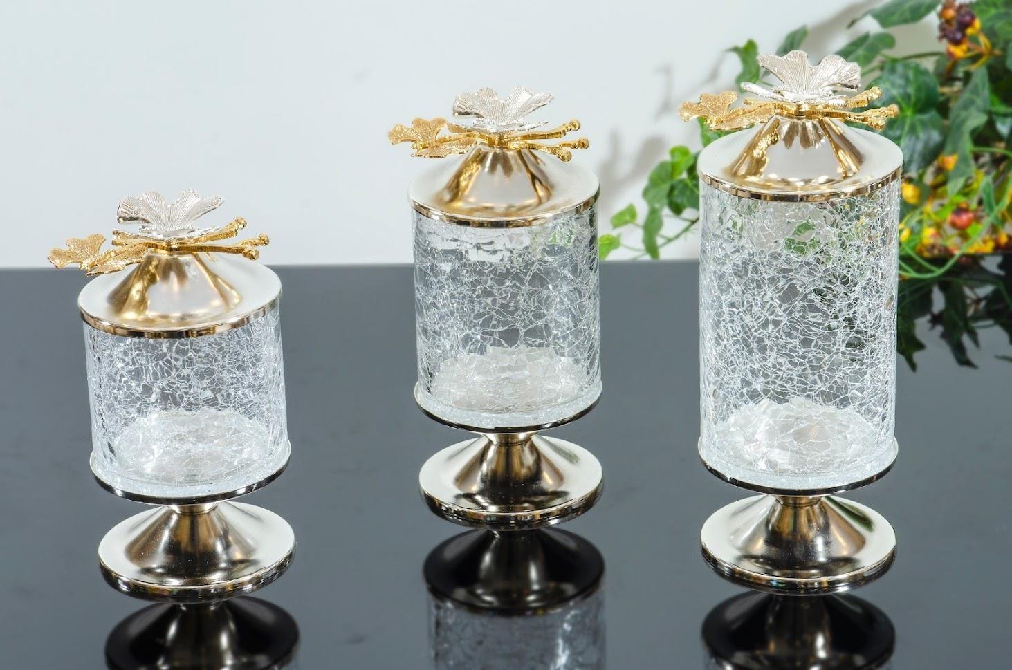 Koşar Gümüş Kelebekli 3lü Kavanoz Seti