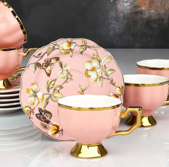 Kosova Eldon Pembe 90 Cc 6'lı Kahve Fincan Takımı - Güzel Home - Çay ve Kahve Takımları