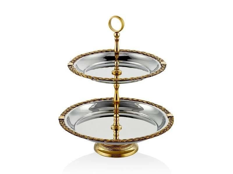 Lamedore Black Pearl Halatlı 2 Katlı Sunumluk - Güzel Home - Sunumluklar