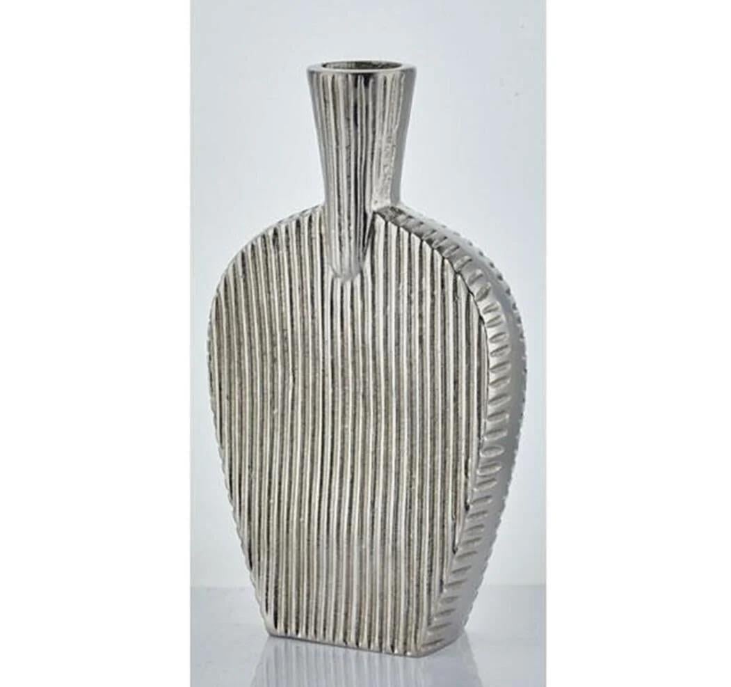 Lamedore Stripped 8x23x40 Cm Büyük Gümüş Vazo