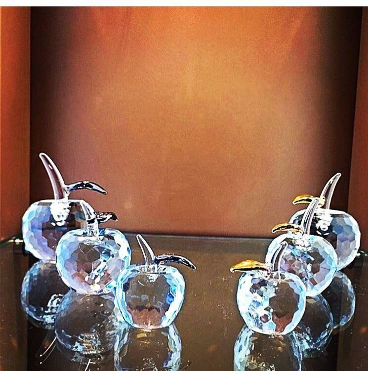 Nil Home Kristal Gümüş Saplı Cam 3lü Elma Biblo Seti