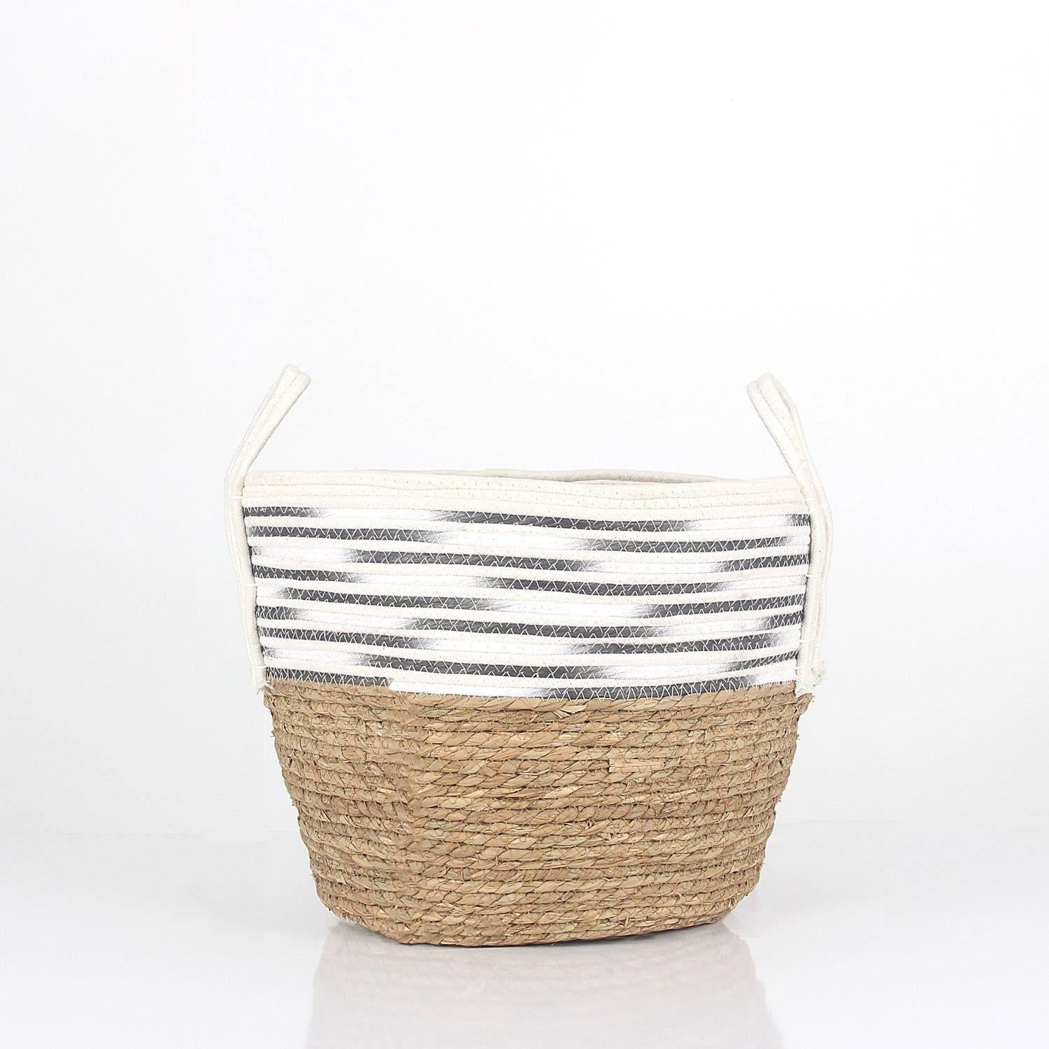 Panalı Büyük Boy Siyah Hasır Sepet