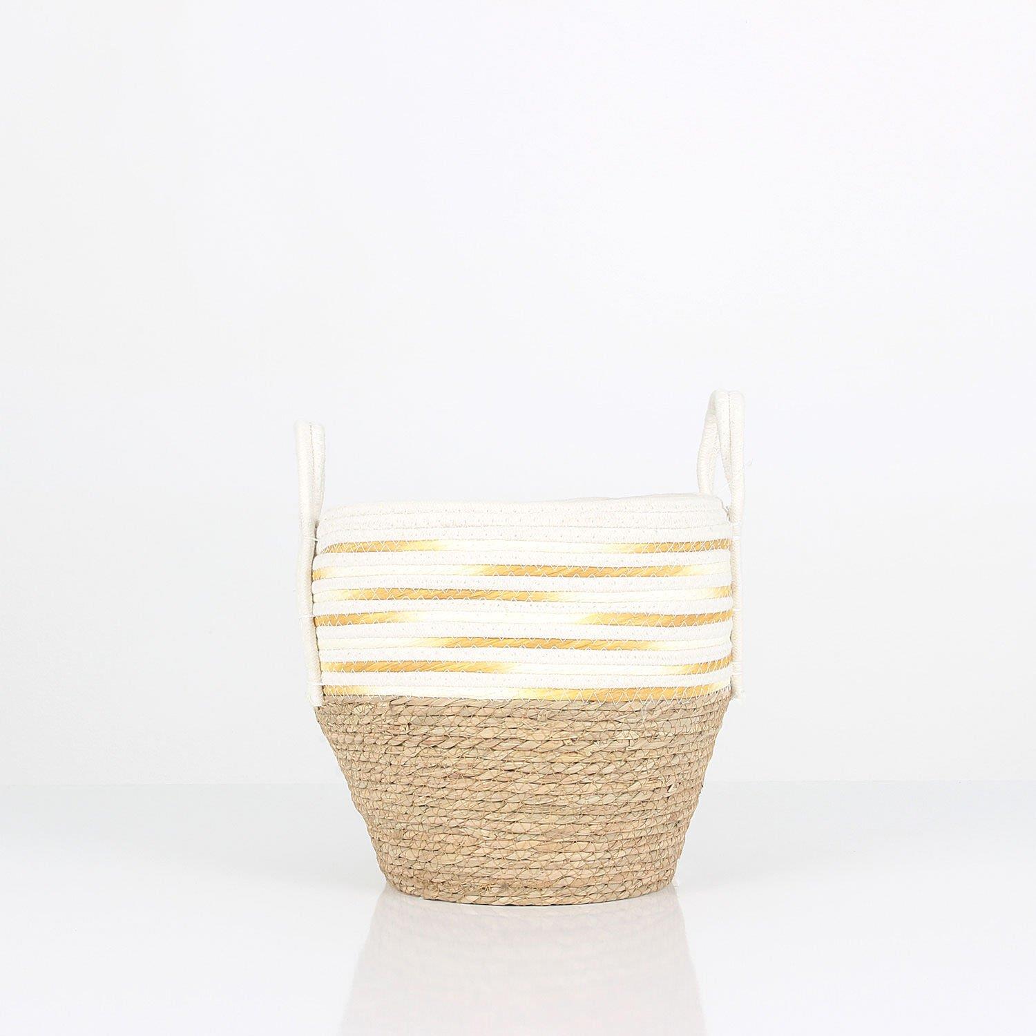 Panalı Küçük Boy Hardal Renkli Hasır Sepet