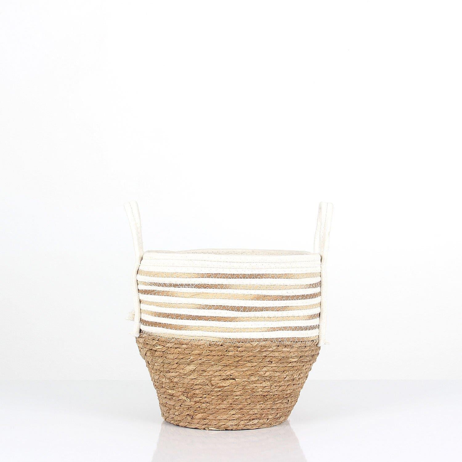 Panalı Orta Boy Kahverengi Hasır Sepet