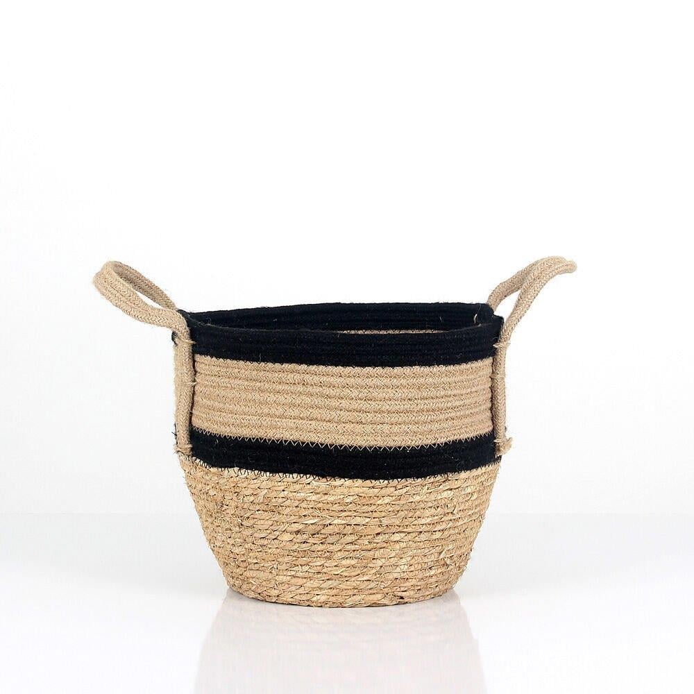 Panalı V1 Küçük Boy Siyah Hasır Sepet