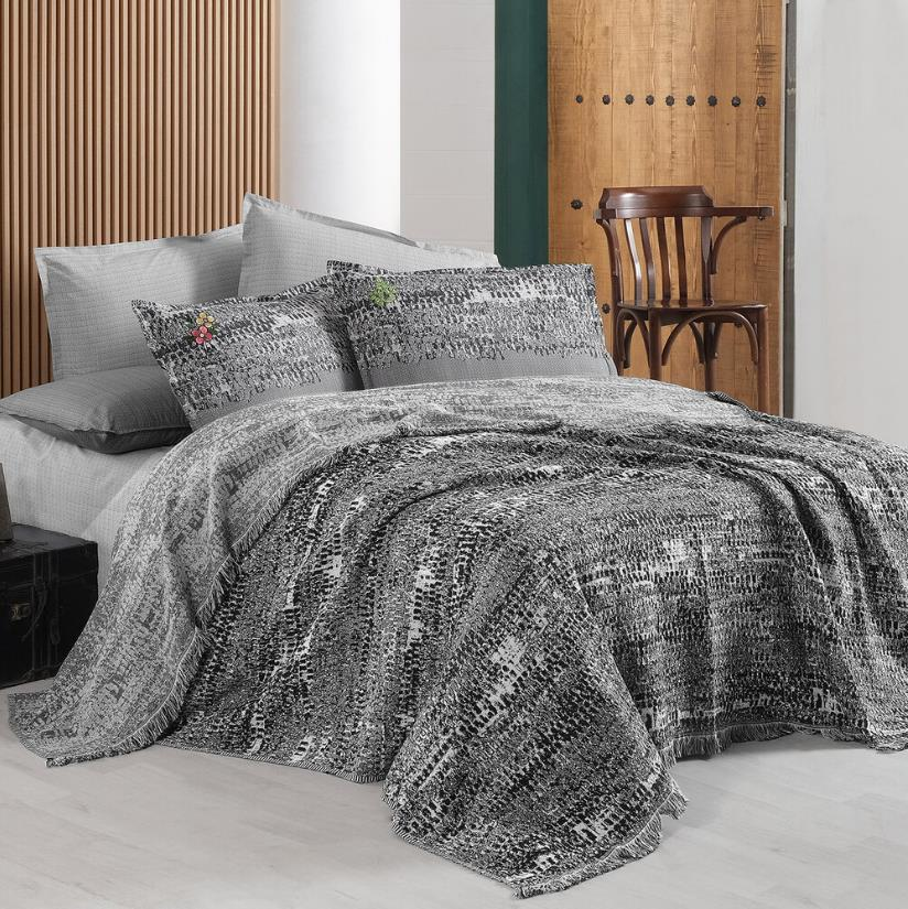 Sarev Darcia Çift Kişilik Siyah Pike Takımı