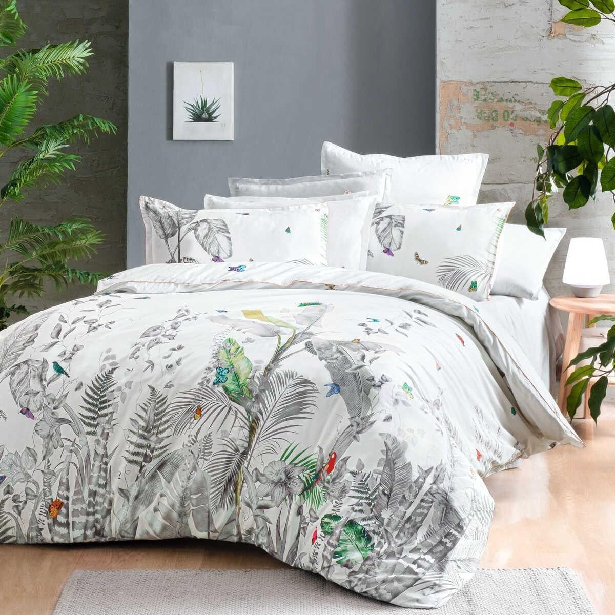 Sarev Dejon Fancy Poplin Tek Kişilik Gri Nevresim Takımı