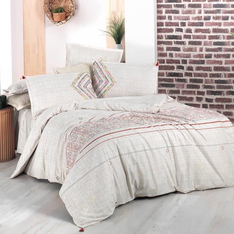 Sarev Maja Fancy Poplin Çift Kişilik Bej Nevresim Takımı