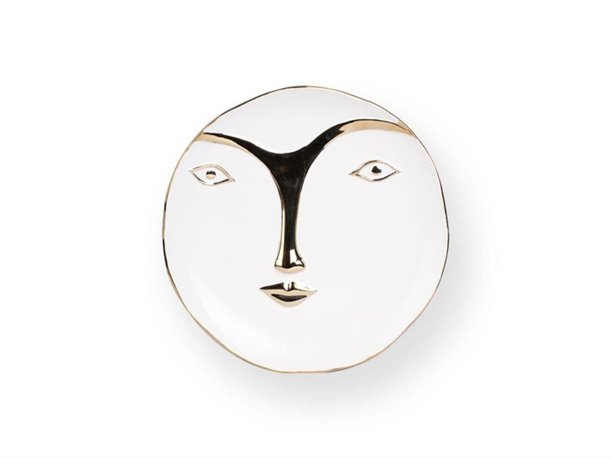 Sembol Seramik Beyaz-Gold Dekoratif Tabak