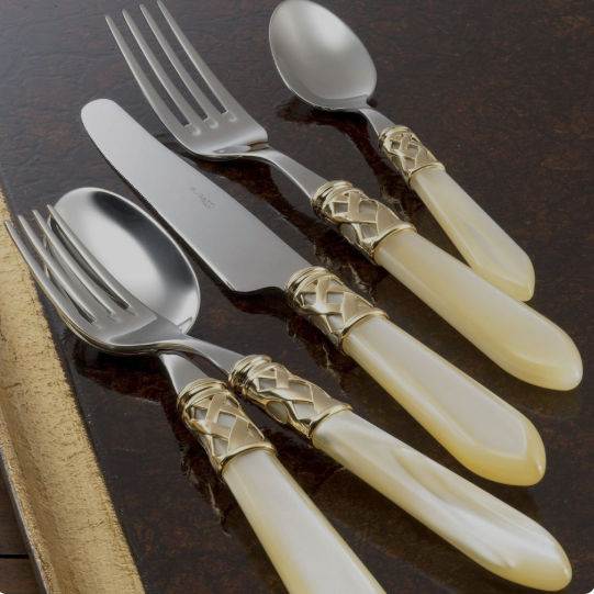 Bugatti Aladdin Ivory Gold 75 Parça Çatal Kaşık Bıçak Takımı - Güzel Home - 12 Kişilik Çatal, Kaşık, Bıçak Takımı