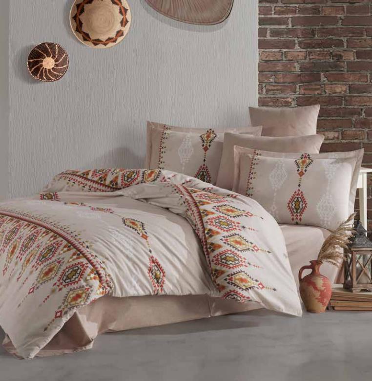 Clasy Ethnıca Ranforce Tek Kişilik Bej Nevresim Takımı - Güzel Home - Tek Kişilik Ranforce Nevresim Takımı