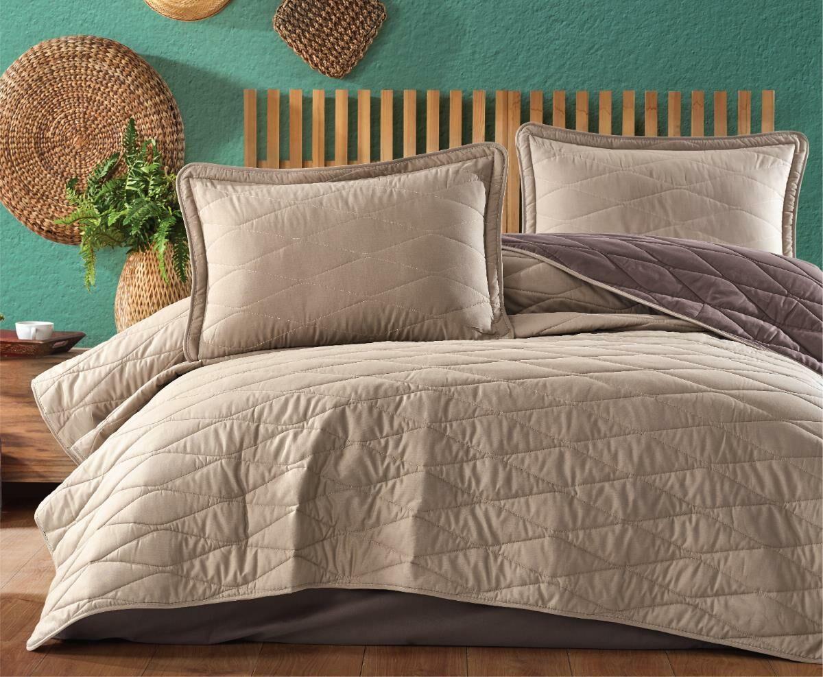 Clasy Lorna V1 Çift Kişilik Bej Yatak Örtüsü