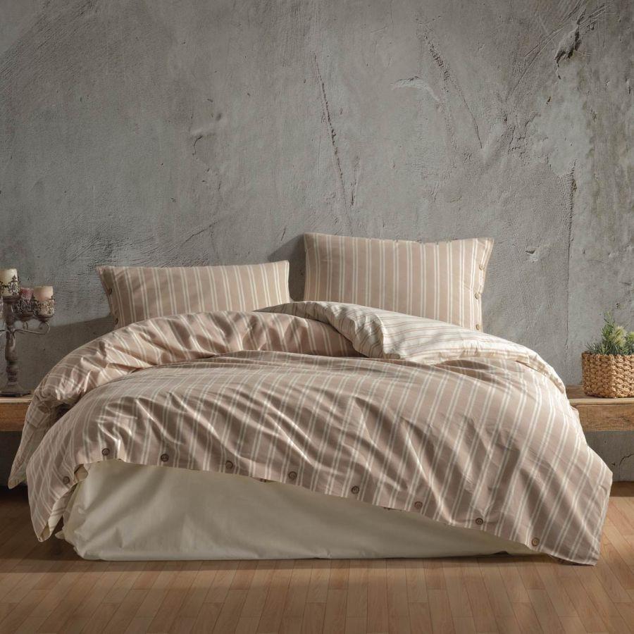 Clasy Madras Çift Kişilik Ranforce Butik Bej Nevresim Takımı