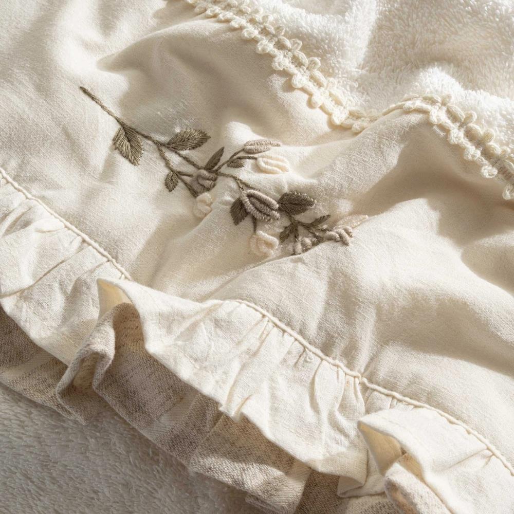 Ecocotton Leyna 80x150 Cm Krem Renk Nakışlı Banyo Havlusu - Güzel Home - Banyo Tekstili