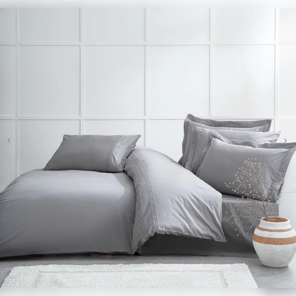 Ecocotton Rana Pamuk Saten Çift Kişilik Gri Nevresim Takımı - Güzel Home - Çift Kişilik Saten Nevresim Takımı