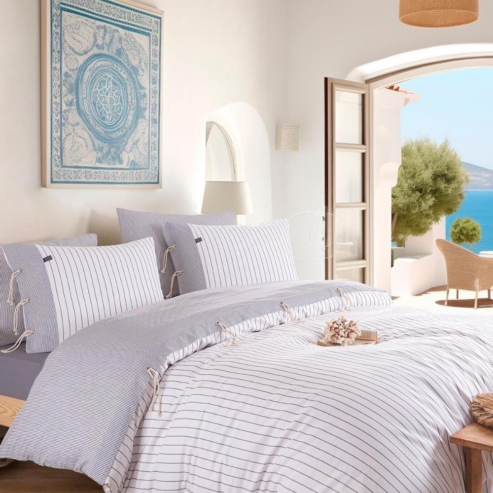 İyi Geceler İstanbul Cruise İpliği Boyalı Çift Kişilik İndigo Renkli Nevresim Takımı - Güzel Home - Çift Kişilik Nevresim Takımı