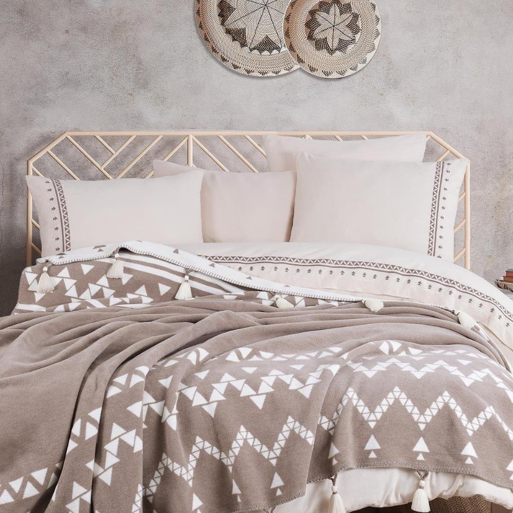 İyi Geceler İstanbul Keops Çift Kişilik Vizon Renkli Battaniyeli Nevresim Takımı - Güzel Home - Çift Kişilik Nevresim Takımı