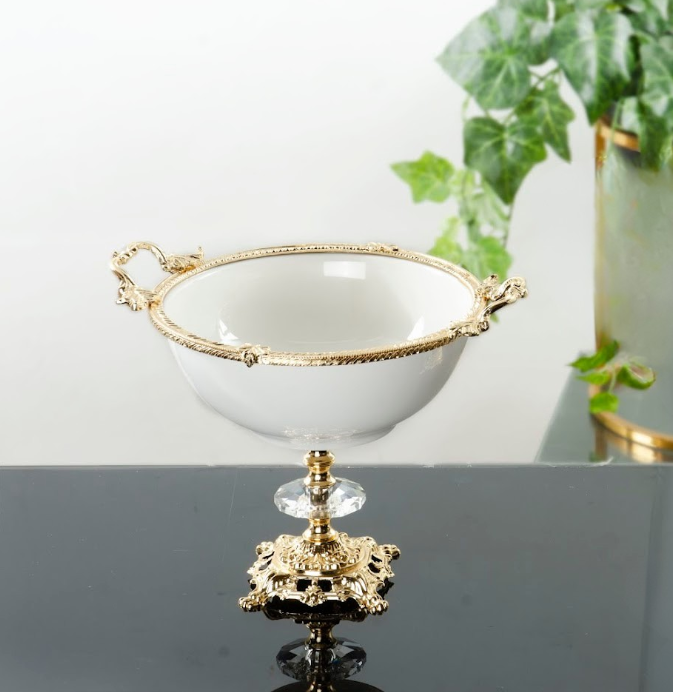 Koşar Altın Ayaklı Porselen 21 Cm Servis Kasesi - Güzel Home - Sunumluklar