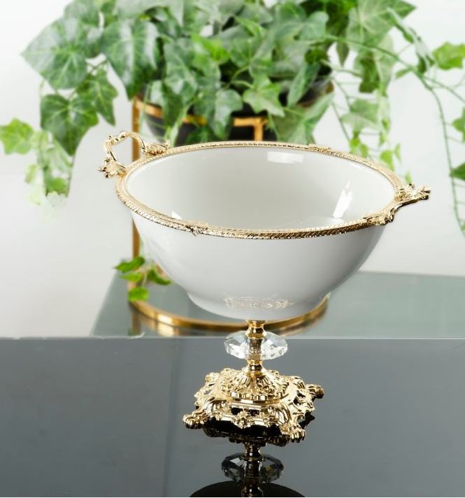 Koşar Altın Ayaklı Porselen 26 Cm Servis Kasesi - Güzel Home - Sunumluklar