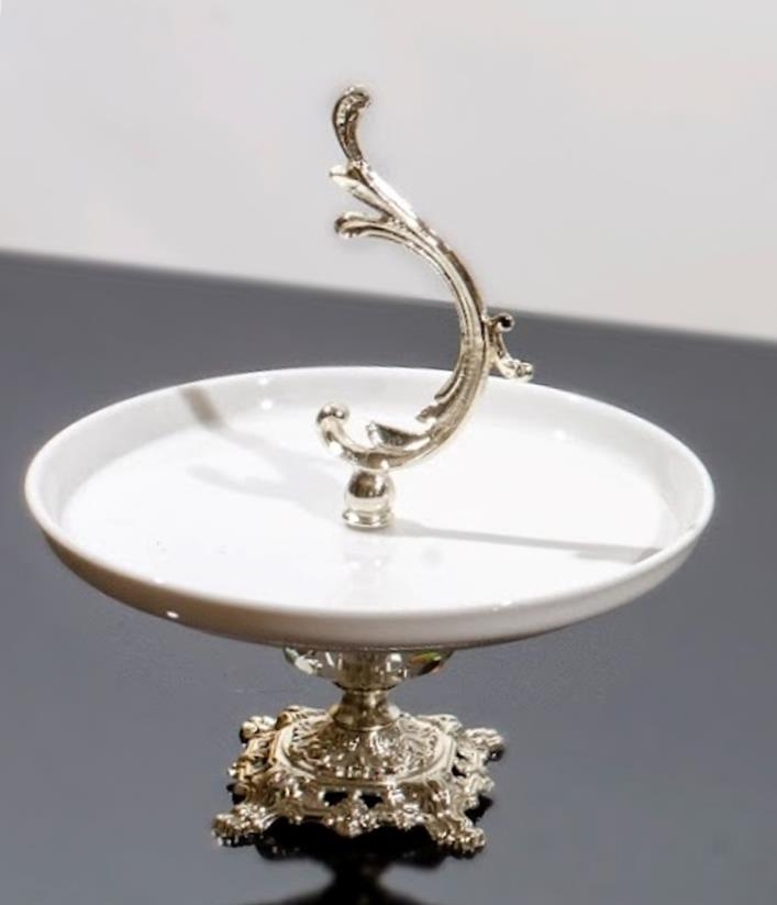 Koşar Gümüş Döküm Ayaklı 21 Cm Servis Tabağı