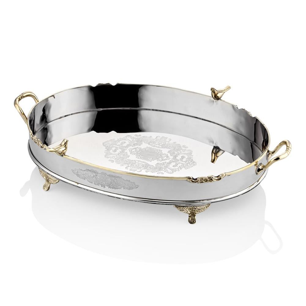 Lamedore Black Pearl Kuşlu Büyük Oval Tepsi - Güzel Home - Sunumluklar