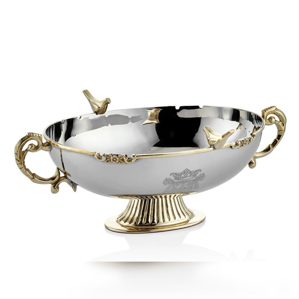 Lamedore Black Pearl Kuşlu Oval Kulplu Kase - Güzel Home - Sunumluklar